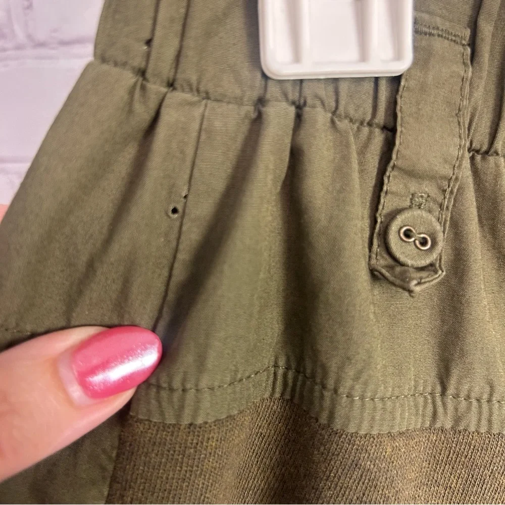 Ulla Johnson olive green designer mixed media shorts retro chic button accent